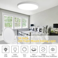 2 Pack 16 Inch Led Flush Mount Ceiling Light 32W 3480Lm Ultraslim Low Profile Led Ceiling Light 3000K4000K6000K 3 Color Sel