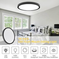 2 Pack 16 Inch Led Flush Mount Ceiling Light 32W 3480Lm Ultraslim Low Profile Led Ceiling Light 3000K4000K6000K 3 Color Sel