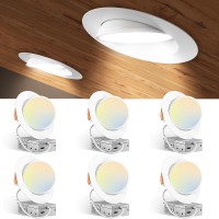 Amico 6 Pack 6 Inch 5Cct Gimbal Led Recessed Lighting 36090 Adjustable Eyeball Directional Downlight Dimmable 2700K3000K35