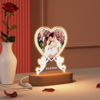 Yuyugo Personalised Photo Gifts Picture Frame Custom Night Light Heart Photo Lamp,Personalised Gifts For Her Him - Customised Wedding Gifts Valentine Gift Memorial Gifts