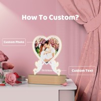 Yuyugo Personalised Photo Gifts Picture Frame Custom Night Light Heart Photo Lamp,Personalised Gifts For Her Him - Customised Wedding Gifts Valentine Gift Memorial Gifts