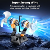 Camping Fans for Tents 20000mAh Battery Powered Fan for Camping Outdoor Fans for Camping with LED Light Hanging Hook Camping Fan with Light for RV Car Outdoor Travel Office Tent Picnic Fishing Barbecue Home Bedroom Battery Camping Fan Features 1 Battery p