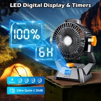 Camping Fans for Tents 20000mAh Battery Powered Fan for Camping Outdoor Fans for Camping with LED Light Hanging Hook Camping Fan with Light for RV Car Outdoor Travel Office Tent Picnic Fishing Barbecue Home Bedroom Battery Camping Fan Features 1 Battery p