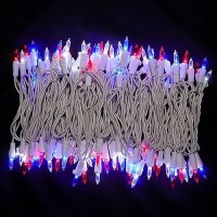 Multisparking Independence Day Mini String Lights 66 Feet 200 Count White Wire Red White Blue Led Patriotic String Light