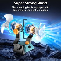 Camping Fans for Tents 20000mAh Battery Powered Fan for Camping Outdoor Fans for Camping with LED Light Hanging Hook Camping Fan with Light for RV Car Outdoor Travel Office Tent Picnic Fishing Barbecue Home Bedroom Battery Camping Fan Features 1 Battery p