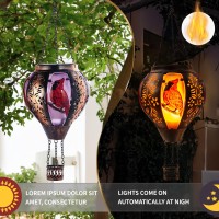 Hot Air Balloon Solar Lantern Cardinal Lights With Flickering Flame Solar Powered Led Lights Outdoor Waterproof Decorative Hangi