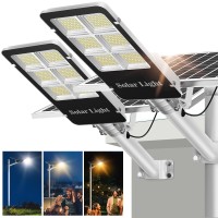 Okpro 6000W Solar Street Lights Outdoor 2 Pack Solar Parking Lot Lights Commercial Dusk To Dawn Solar Lights Outdoor Waterpro