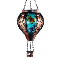 Hot Air Balloon Solar Lantern Butterfly Lights With Flickering Flame Solar Powered Led Lights Outdoor Waterproof Decorative Hang