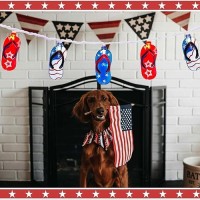 4Th Of July Decorations Red White And Blue String Lights Plugin 85Ft 10 American Flag Slippers Patriotic Fairy Lights Outdoo