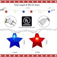 Red White Blue Stars String Lights 85Ft 4Th Of July Decorations Lights With 10 Red White Blue Lights Plug In Stars String Lig