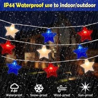 Red White Blue Stars String Lights 85Ft 4Th Of July Decorations Lights With 10 Red White Blue Lights Plug In Stars String Lig