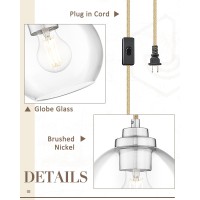 Jazava Plug In Pendant Light Brushed Nickel Hanging Light Fixture With Clear Glass For Kitchen Island Dining Room Bedroom Hallw