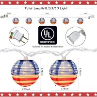 85Ft American Flag Lanterns String Lights Outdoor 4Th Of July Decorations With 10 Nylon Mini Lanterns Connectable Plugin Red