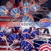 85Ft American Flag Lanterns String Lights Outdoor 4Th Of July Decorations With 10 Nylon Mini Lanterns Connectable Plugin Red