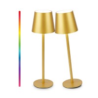 Faithorse 2Pack Gold Rgb Cordless Table Lamp 5200Mah Rgb 8 Modes Touch Control Rechargeable Battery Desk Lamp Ip54 Waterpro