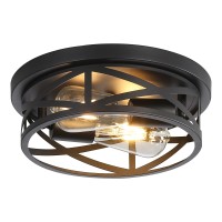 Sewterolyn Black Flush Mount Ceiling Light Fixture 2Light Industrial Farmhouse Ceiling Light Fixture Black Light Fixture Ceilin