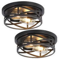 Sewterolyn Black Flush Mount Ceiling Light Fixture 2Light Industrial Farmhouse Ceiling Light Fixture Black Light Fixture Ceilin