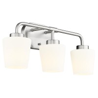 Audickic Bathroom Light Fixtures Over Mirror 3Light Brushed Nickel Vanity Lighting Fixtures With Milk White Glass Vintage Far