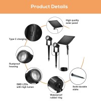 Zyan Solar Landscape Lights Outdoor Solar Spotlights Outdoor Waterproof For Yard Garden Lawn Plant Tree Wall Pathways Po