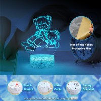 Honrg Kitty Room Decor Night Light Kitty Lamp Smart Touch 7 Colors Changing Dimmable Lamp Kitty Gifts Pink Room Decor For Bedroo