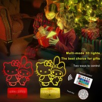 Honrg Kitty Lamp Kitty Room Decor Night Light With Remote Smart Touch 16 Colors Changing Dimmable Cute Table Lamp Gifts For Ch