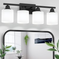 Sailstar Black Bathroom Lighting Fixtures Over Mirror Rustproof 4Light Bathroom Vanity Lights 24Inch Vanity Light For Bathroo