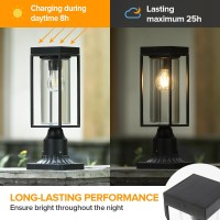 Lutec 2 Pack Solar Post Lights With Pier Mount Base Dusk To Dawn Aluminium Solar Lamp Post Ligh Exterior Black Solar Fence Lig