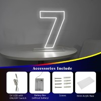 Liyuneon Number 7 Neon Sign For Birthday 1654 Cool White Usb Battery Powered Led Neon Sign For Party Wedding Anniversary Dec