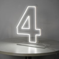 Liyuneon Number 4 Neon Sign For Birthday 1654 Cool White Usb Battery Powered One Neon Sign For Party Wedding Anniversary Dec