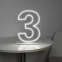 Liyuneon Number 3 Neon Sign For Birthday 1654 Cool White Usb Battery Powered Led Neon Sign For Party Wedding Anniversary Dec