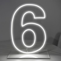 Liyuneon Number 6 Neon Sign For Birthday 1654 Cool White Usb Battery Powered Led Neon Sign For Party Wedding Anniversary Dec