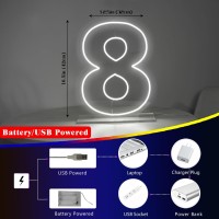 Liyuneon Number 8 Neon Sign For Birthday 1654 Cool White Usb Battery Powered Led Neon Sign For Party Wedding Anniversary Dec