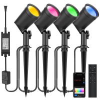 Zyan 4 Pack 24W Smart Landscape Lights Color Changing Work With Alexa