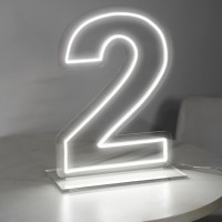 Liyuneon Number 2 Neon Sign For Bedroom 1654 Cool White Usb Battery Powered Birthday Neon Sign For Party Wedding Anniversary