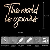 Komokeru The World Is Yours Neon Sign Led Neon Love Sign Light For Wall Decor Light Up Sign For Wedding Engagement Bachelorett