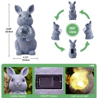 Tiejiajiang Solar Garden Outdoor Statues Bunny With Gazing Ball Outdoor Decor Garden Rabbit Statue For Patio Balcony Yard L