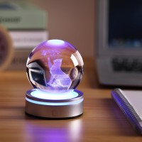 Youercrystal 3D Cat Figurine In Crystal Ball Nightlight With Colorful Led Base Cute Cat Lover Gifts For Woman Crystal Glass Ki