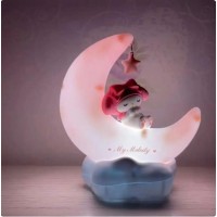 Ifcow Night Light For Kids Cute Animal Character Led Night Light Rechargeable Desk Shelf Ornament Bedside Lamp Crescent Moon Light