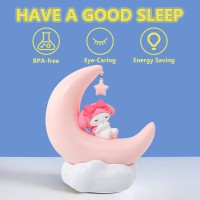 Ifcow Night Light For Kids Cute Animal Character Led Night Light Rechargeable Desk Shelf Ornament Bedside Lamp Crescent Moon Light