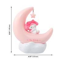 Ifcow Night Light For Kids Cute Animal Character Led Night Light Rechargeable Desk Shelf Ornament Bedside Lamp Crescent Moon Light