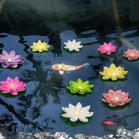 Lacgo 12 Pcs Waterproof Floating Lotus Light Diwali 5 Inch Floating Flower Light Battery Operated Water Activated Warm White L