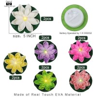 Lacgo 12 Pcs Waterproof Floating Lotus Light Diwali 5 Inch Floating Flower Light Battery Operated Water Activated Warm White L