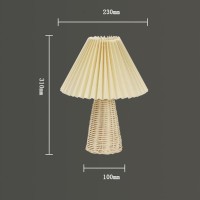 Garosa Rattan Pleated Vintage Bedside Lamps Modern Bedside Nightstand Lamp For Bedroom Living Room Home Office Decor