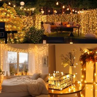 Brizled Berry Led String Lights 66Ft 200 Led Christmas Lights 8 Modes Warm White String Lights Indoor Globe Fairy Lights With