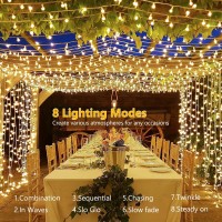 Brizled Berry Led String Lights 66Ft 200 Led Christmas Lights 8 Modes Warm White String Lights Indoor Globe Fairy Lights With