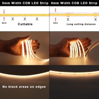 Topai 24V Thin 5Mm Cob Led Strip 3000K Warm White 164Ft Super Bright 4000Lm Cri90 Uniform Dotless 400Ledsm Flexible Cuttable