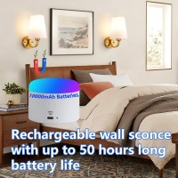 Battery Operated Wall Sconce Set Of 2 Rechargeable Wall Sconce 7 Color Rgb Usb Charging Up To 50 Hours Use Time Fabric Wireless