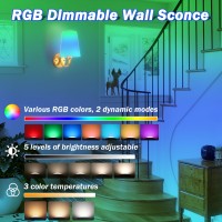 Battery Operated Wall Sconce Set Of 2 Rechargeable Wall Sconce 7 Color Rgb Usb Charging Up To 50 Hours Use Time Fabric Wireless