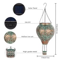 Stargarden Hot Air Balloon Solar Lantern Butterfly Hollow Out Metal Hot Air Balloon Decorations Green Hanging Solar Lantern W