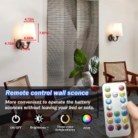 Battery Operated Wall Sconce Set Of 2 Rechargeable Wall Sconce 7 Color Rgb Usb Charging Up To 50 Hours Use Time Fabric Wireless